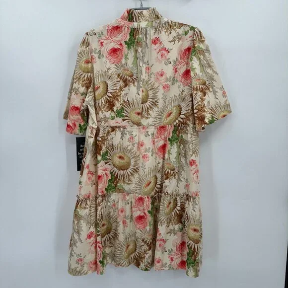 Tuckernuck Sun Faded Floral Crawford Dress sz XL Cotton A-Line Tiered Mini
